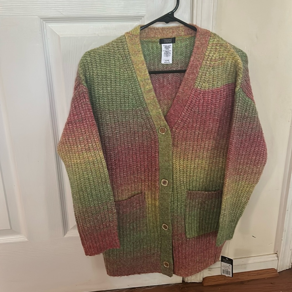 Truce multicolor ombré button up cardigan